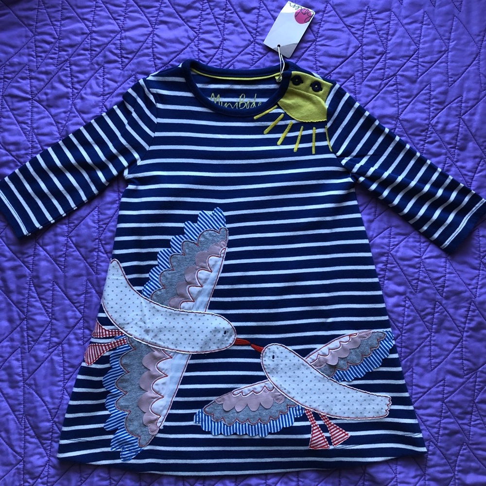 Mini Boden Bird Appliqué Dress